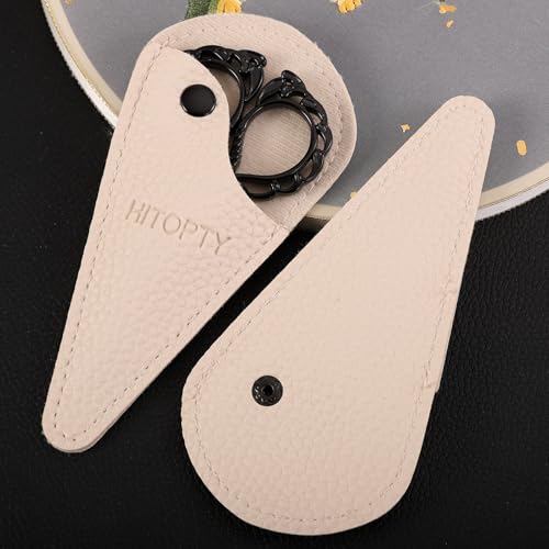 Small Sewing Scissors Protective Cover, White, 2-Pack | PU Leather, Compact, Scissors Sheath Case for Embroidery, Needlework, Crafting, Facial Hair Trimming, Threading Snips - color: white
