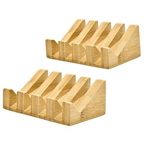 Bamboo Soap Dish Wooden Bar Soap Holder Saver for Shower,2 Pack - color: 2pcs