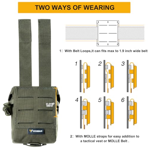 IDOGEAR Tactical Frag Grenade Pouch MOLLE Tool Pouch Ultility EDC mini Waist Storage Bag with Adjustable Function - color: Ranger Green