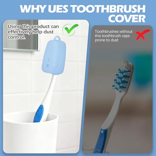 Lapfoon 8 Pack Toothbrush Covers, Silicone Tooth Brush Cover Cap | Toothbrush Caps for Electric & Manual Toothbrush Heads - color: Azure