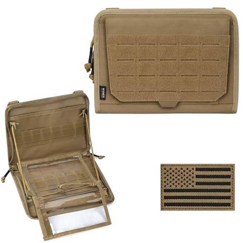 WYNEX Tactical Molle Admin Pouch, Laser-Cut, EDC Organizer Tool Pouch | Utility Organizer EDC Medical Bag, EDC Pocket Modular Pouch, Tactical Accessories EDC Pouch, Include U.S Patch - color: Khaki (upgrade)