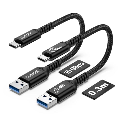 Android Auto & CarPlay USB C Cable 10Gbps, 1FT, 2 Packs, Black | USB 3.1 Gen 2 Type C Cord, 3A Fast Charging, High Speed Data Transfer, Compatible for iPhone 16/15 Pro/Galaxy S24/S23/SSD - color: black, size: 1 ft