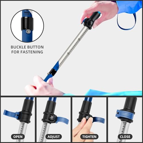 Trekking Poles, Collapsible Hiking Poles,Lightweight and Compact Walking Sticks with Adjustable Height for Men and Women - color: Blue