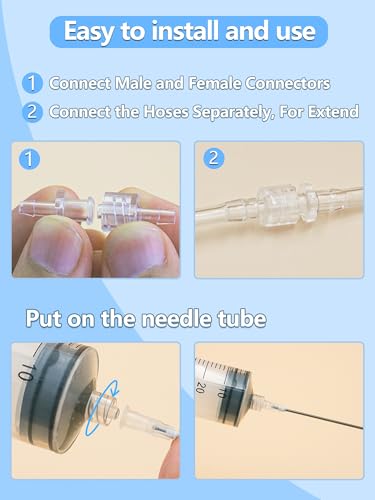 4Pack 30ml Plastic Syringe with 39in Tubing, 4 Sets 3.2mm Luer Adapters, Clear Dispensing Syringe for Oil Extraction, Plant Watering, Hobby Crafts, Liquid Transfer Fluid Pump Tool - size: 30 ML