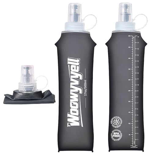 Running Vest Soft Flask, 2PCS BPA-Free 500ml Collapsible Water Bottle for Hydration Backpack, Collapsible Water Bottles for Marathon Hiking Cycling Climbing - color: Deep Grey
