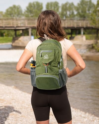 WATERFLY Small Lightweight Packable Backpack: 20l Ultra Light Foldable Travel Hiking Camping Daypack Day Pack for Man Woman | 20L,Recycled nylon material,Multi-compartment storage,Water-resistant,Everyday carry,Ultra Light Foldable Travel Day Pack - color