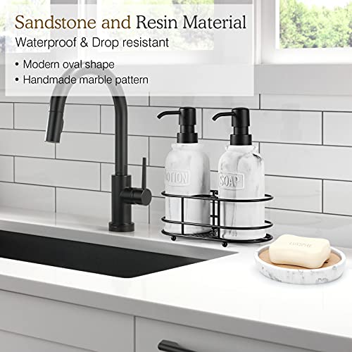 Luxspire Bamboo Soap Dish, Holder for Bathroom& countertop, Gravel White - color: Bamboo+gravel White