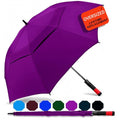 62/68/72 Inch Large Golf Umbrella Windproof Waterproof Auto Open | Oversized Double Canopy Vented, 210T Waterproof Pongee Fabric, Light Fiberglass Frame, Unique Red Foam Handle - color: Purple-Red Handle, size: 68"