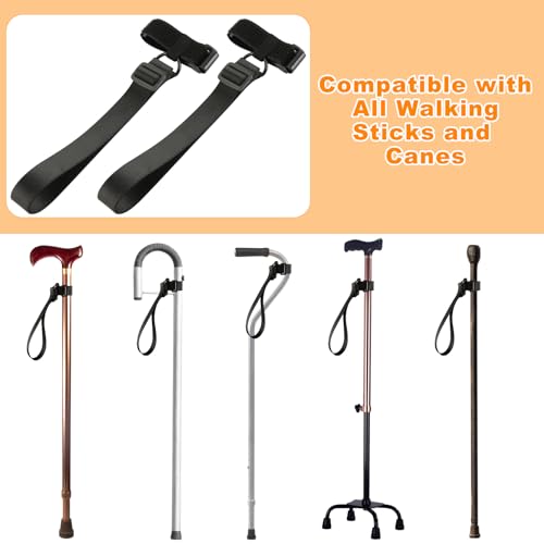Beautyflier 2 Pack Universal Walking Stick Wrist Strap, Adjustable Anti-Drop Wrist Strap for Walking Canes or Sticks, Stylish and Comfortable Walking Cane Cords, Black