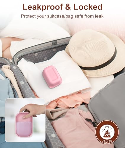 Quatish Leakproof Soap Dish with Lid & Draining Layer, Shatterproof Travel Bar Soap Holder Case Container, Portable Travel Size Toiletries Essentials for Camping, Gym, Bathroom, Pink - color: Pink, size: Medium