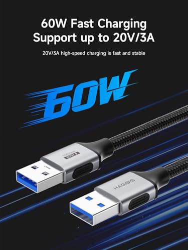 Hagibis USB to USB Cable, 10Gbps Data Transfer 60W Fast Charging USB 3.2 A to A Male to Male Cable for Computer, PC, Laptop, Cooler, DVD Player, Hard Drive Enclosures, Set Up Box (0.8FT) - size: 0.8FT