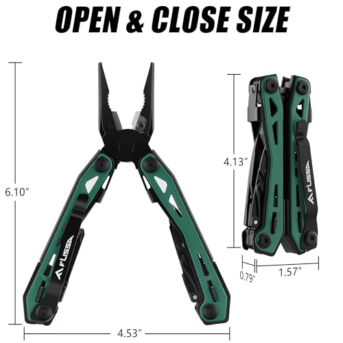 FLISSA 16-In-1 Multi-Tool Pliers, EDC Multitool, Multipurpose Tool, Green - color: Green