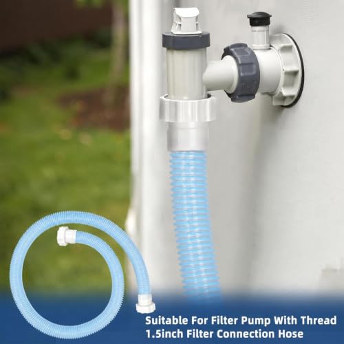 15ft 1 1/2" Pool Hose for Above Ground Pools 15ft Long Pool Pump Replacement Filter Hoses 1.5" EVA Swimming Pools Filter Hose for Filters Pumps, Saltwater Systems and Sand Filters (Transparent Blue) - color: Conderyang