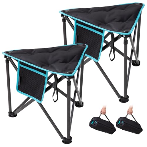 FUNDANGO Folding Tripod Stool, 2 Pack Lightweight Portable Fishing Chair with Thick Padded Seat, 440 Lbs Heavy Duty Outdoor Camping Chairs with Carry Bag for Walking Hunting Hiking Travel - color: Black Tripod-2 Pack