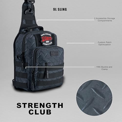 WOLFpak Tactical Sling Bag for Concealed Carry, EDC | Everday Crossbody Daypack - color: Strength Club