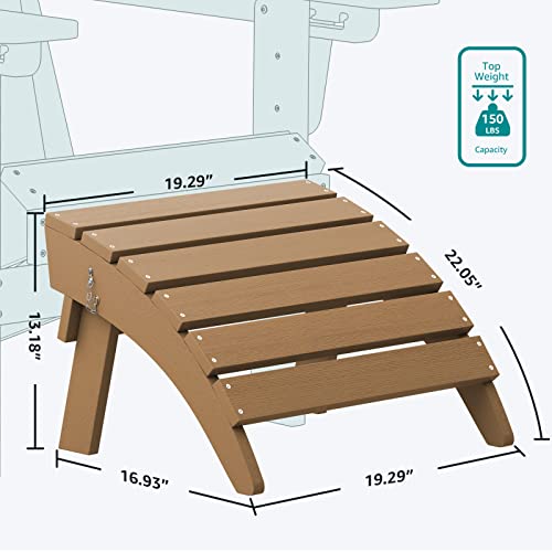 SERWALL Folding Adirondack Ottoman Set of 2, Adirondack Footrest Without Assembly for Adirondack Chair, Brown - color: Brown, size: 2 Pcs