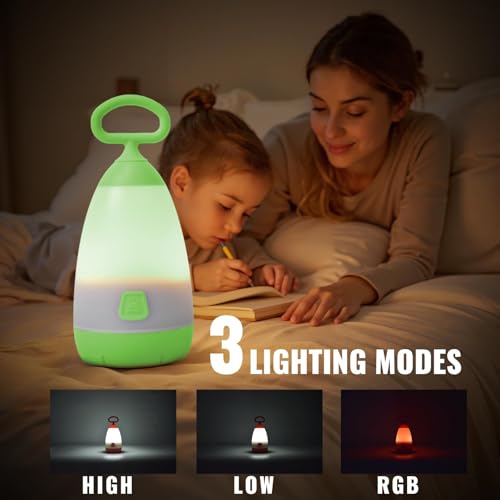 2-Pack Kids Lantern & Night Light Battery Powered, Purple & Green - color: Purple & Green