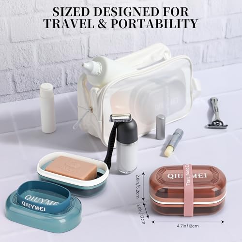 Travel Soap Box,soap Bar Holder Dish Container Case with Soap Bag & Silicone Band,Strong Sealing Leak Proof Portable,Best for Bathroom/Camping/Gym/Business Trip (White) - color: White