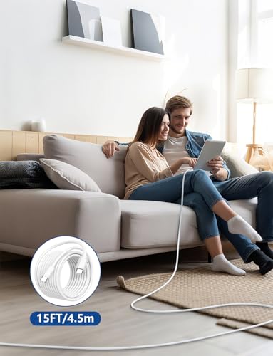 15FT USB C to USB C Cable, Long 60W USBC to USBC Cord Fast Charging | Extra Long Type C to Type C Cable for iPhone 17 16 15 Pro Plus Pro Max,Galaxy S26/S25/S24,iPad Pro/Air,MacBook Pro/Air, White - color: White, size: 15ft