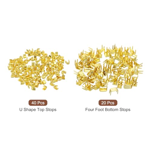 uxcell #3 Zipper Slider Retainers Kit, 20Pcs Bottom Stops & 40Pcs Top Stops for Bags Coats Jackets Closed-end Zippers Replacing, Gold - color: Gold, size: #3