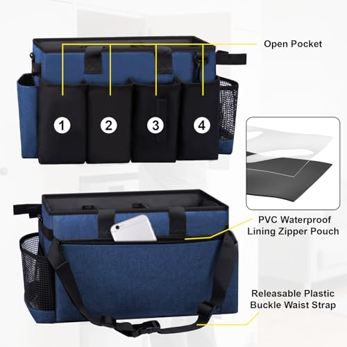 Wearable Large Cleaning Caddy Bag for Housekeepers (Blue) - color: Blue, size: Cleaning Bag