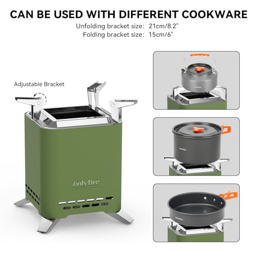 2-in-1 Wood Burning Fire Pit with Pot Rack, 7.8" Tabletop Fireplace, Green | Portable Stainless Steel Camp Stove with Carry Bag for Camping, Patio, Backyard, RV & Tailgating, Smokeless Firepit, FP051 - color: Green, size: 7.8"