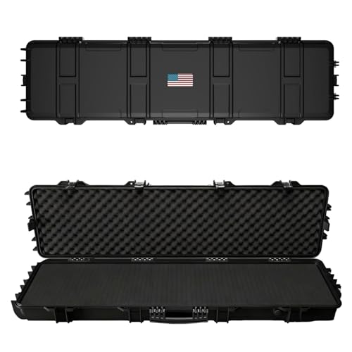 Hard Rifle Case 42.9" with Wheels, IP67 Waterproof & Crushproof Gun Case, TSA Approved Lockable Storage for Rifles, 3 Layer Pick and Pluck Foam + FREE Extra Cubed Foam Insert - style: 53 Inch Rifle Case