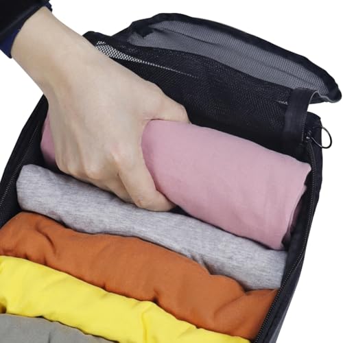 Gloppie 4-Pack Packing Cubes for Luggage - Organizer Suitcase Bags Set - Carry On Travel Accessories - color: 4 PACK Black Honeycomb