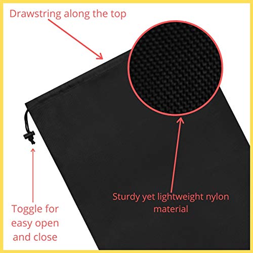 PALTERWEAR Drawstring Pouch with Toggle (12 x 16 Inch, 6 Pack, Black) Nylon Cinch Bag for Travel, Shoes, Gym and Storage - color: Black, size: 12 x 16 - 6 pack