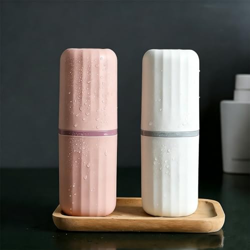 2pcs Toothbrush Travel Case, Travel Toothbrush Cup Case Toothbrush Holder Toothpaste Storage Box Multifunctional Large Capacity for Traveling, Camping, Trip