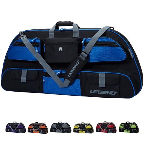 LEGEND Apollo Soft Bow Case - Compound Bow Case with Multiple Storage & Foam Padding, Lightweight Bow and Arrow Case for Archery Accessories, Bow Bag with Arrow Tube Pocket - 40" & 44" - color: Black / Blue, size: 44in Inside Length