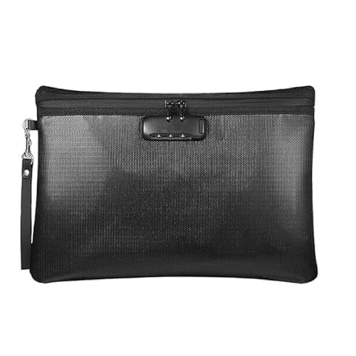 Fireproof Document Bag with Lock - KANCOKIT 14"x10" Fireproof and Waterproof Money Bag with Zipper Closure, Safe Storage Pouch for A4 Documents, Cash, Credit Cards, Passport
