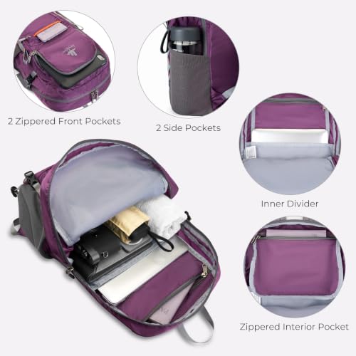 20L Small Hiking Backpack for Women Men, Lightweight Packable Daypack | Water-Resistant Fabric, Quick Access Pocket, Adjustable Strap, Foldable Day pack for Camping, Cycling, Travel (Purple) - color: Purple