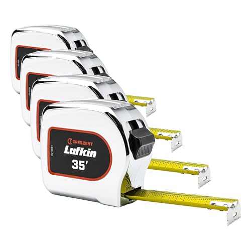 Crescent Lufkin 1-1/8" x 35' Chrome Case Yellow Clad Tape Measure - L935-02 (Pack of 4) - size: 10.7 m (Pack of 4)