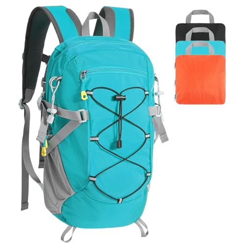 20L Hiking Backpack Lightweight Packable Daypack | Water-Repellent Nylon, Padded Straps, Dry-Wet Compartment, 2 Bottle Pockets, Reflective Strip, Hiking Camping Travel, Blue - color: Blue