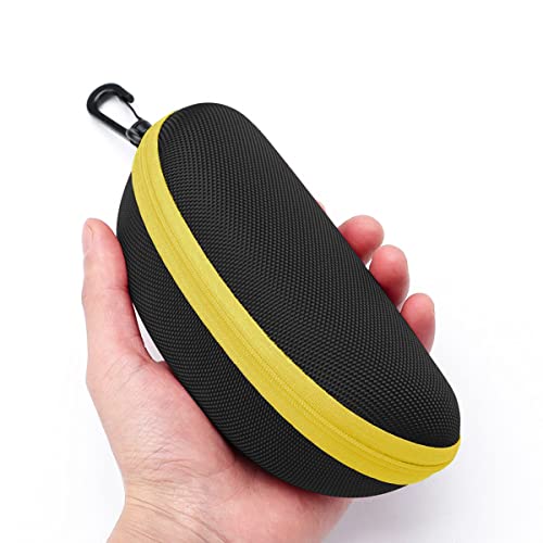 3pcs Zipper Hard Shell Sunglasses Case and Eyeglasses Case Portable Travel Glasses Case with Plastic Hook - color: Yellow