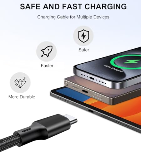 Multi Charging Cable for Apple Watch Charger 2Pack 4ft for Multiple Devices | USB C Multi Charger Cord Travel for iWatch Ultra 2/SE 2/10/9/8/7/6/5/4/3/2/1, iPhone 16/15/14/13, iPad, AirPods