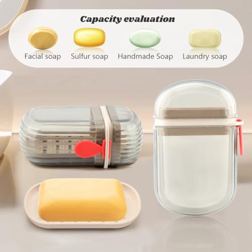 2 Pack Travel Soap Case Portable Soap Box with Removable Drain Tray