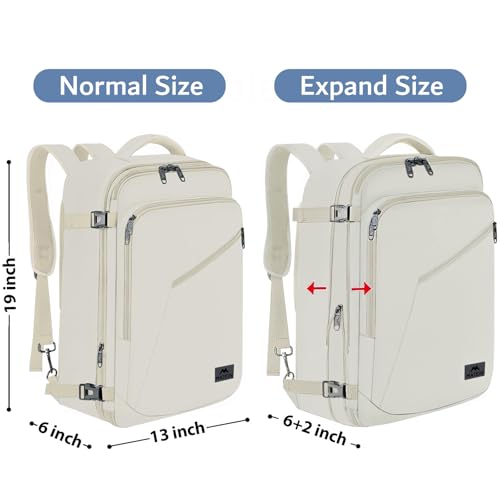 MATEIN Beige Travel Backpack Women, Carry on Bag with Hidden Shoulder Strap | Expandable Weekender Daypack, Large Capacity, Adjustable Shoulder Strap, Lightweight, Waterproof, Anti-Theft, Travelling Gift - color: Light Beige, size: X-Large