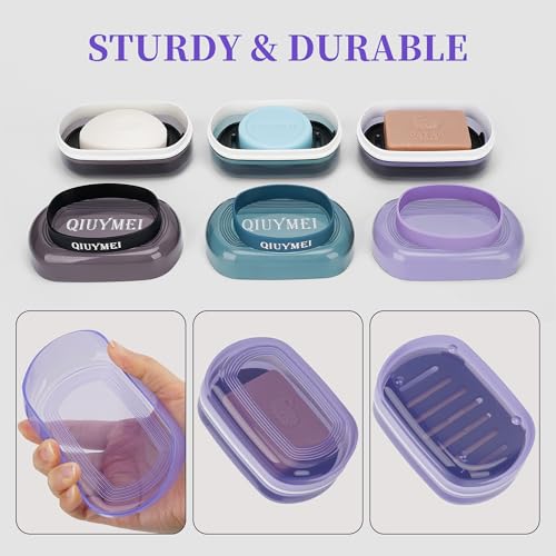 Leakproof Travel Soap Case with Lid | Draining Soap Bar Holder & Dish with Silicone Strap | Includes Mesh Soap Bag | for Shower, Bathroom, Camping, Gym (Grape Purple) - color: Grape Purple Style a