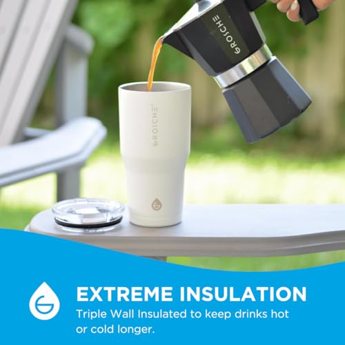 GROSCHE Yukon Triple Insulated Coffee Travel Mug with Lid, 20oz Cream White - color: Cream White, size: 20 Ounces
