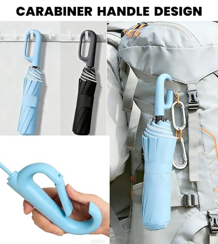 MRTLLOA Compact Travel Umbrella, 10 Ribs Windproof UV Protection - color: UV Blue