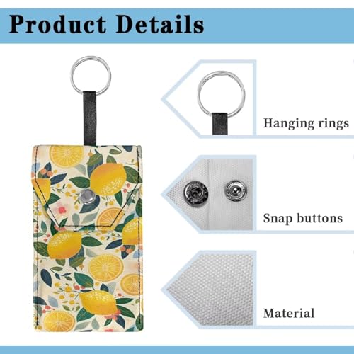 Tissues Purse Pocket Snap Button Enclosed Lemon Purse Tissue Holder with Hanging Rings Portable Travel Tissue Pouch for Daily Outgoing - color: Lemon