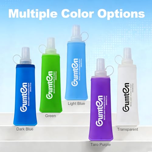 2 Pack Soft Flask 250ml TPU Collapsible BPA-Free Soft Water Bottle for Hydration Pack Running Vest Marathon Hiking Cycling (Green) - color: 2pcs, 250ml Green