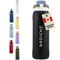 GROSCHE Kamloops Triple-Wall Bottle with Chug Lid, Midnight Chill, 24 oz | Built-In Carry Loop, Cupholder-Friendly Base, Dishwasher-Safe Design, Leakproof Flask for Travel, Workouts and Daily Use - color: Midnight Chill