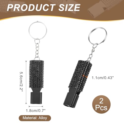 PATIKIL Emergency Whistle with Keychain, Bling Safety Survival Whistles Rescue Signaling Loud - color: Black