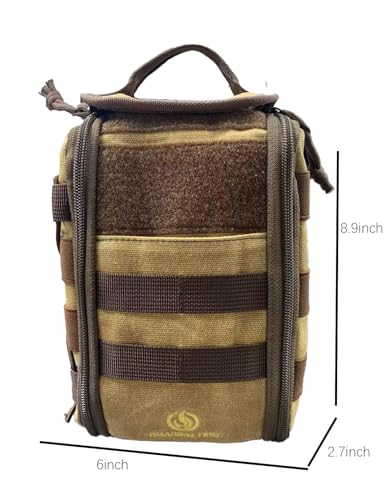 ROARING FIRE Dispatch IFAK Pouch MOLLE First Aid Bag with Quick-Pull Handle | With 10 External Tourniquet Slots, First Aid Kit Organizer for Outdoor, EDC, camping,Survival Gear - color: Brown Waxed Canvas Version