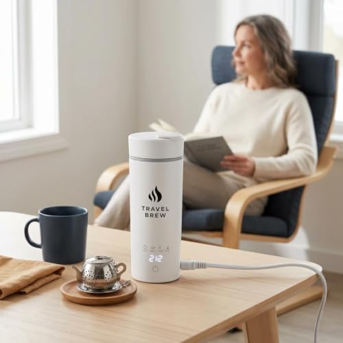 Portable Travel Kettle with Tea Infuser- Mini Electric Kettle with 4 Temperature Settings, with Auto Shut-Off & Boil Dry Protection (White) - color: White
