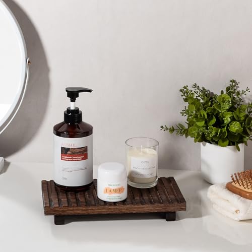 Bathroom Tray Rustic Farmhouse Decor Wood Stand, 11" * 5.5" Dark Brown | Waterproof, Lightweight, Easy Clean, Wood Riser Kitchen soap holder Accessories for Office Desk, Vanity, Counter, Sink - color: Drak Brown, size: 11" x 5.5" x 1.6"