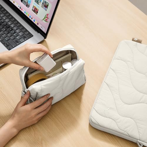 tomtoc Electronics Organizer Travel Case, Soft Puffy Accessory Tech Case - color: Snowberg